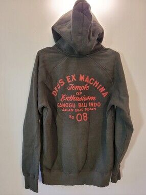 Deus Ex Machina Sunbleached Enthusiasm Beluga Green Graphic Hoodie Sweatshirt-S